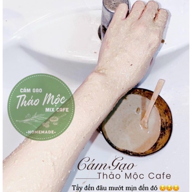 1kg cám gạo sữa thảo mộc mix cafe loại 1 dùng cho cả mặt và body -  Hạt mịn - Nguyên chất 100%