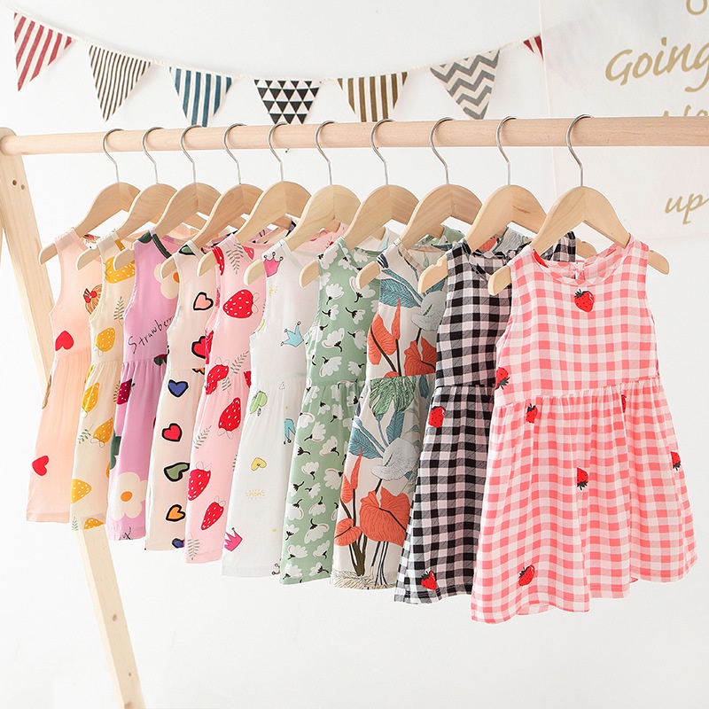 Công Chúa Áo Vest Đầm Giữa Lớn Trẻ Em Bé Gái Cotton Lụa Đầm Cotton Lụa Phong Cách Phương Tây Đầm Mùa Hè Bé Gái Phiên Bản Hàn Quốc Trẻ Em Phong Cách Mới
