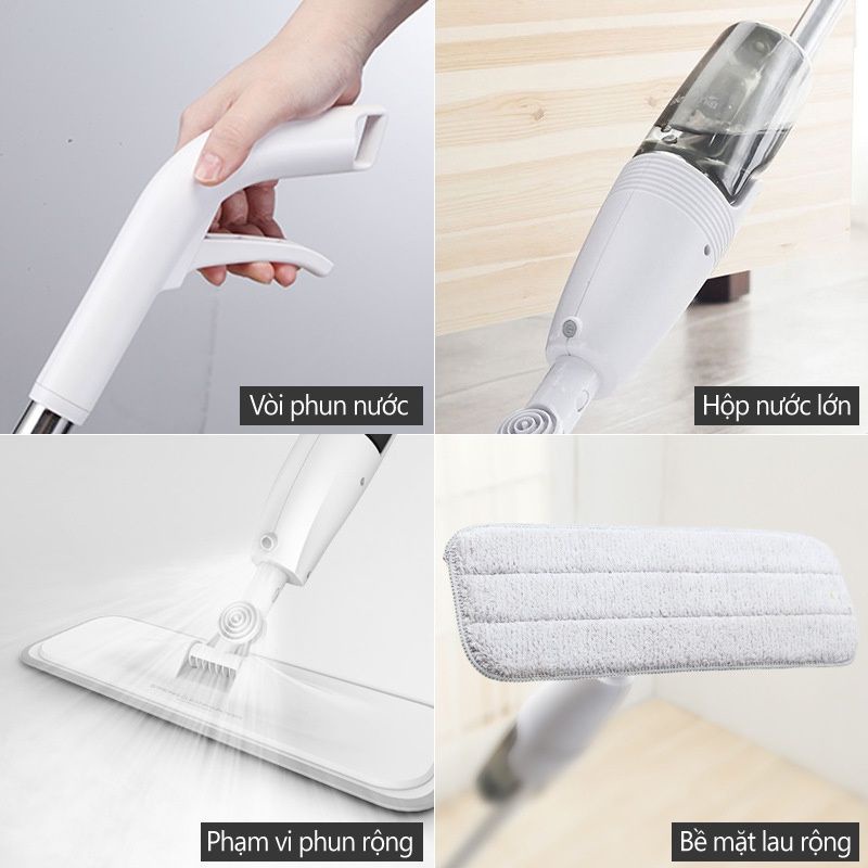 Chổi Lau Nhà Có Bình Xịt Nước Phun Sương Xoay 36 Độ Bộ Chổi Lau Nhà Thông Minh Phun Sương Lau Siêu Sạch