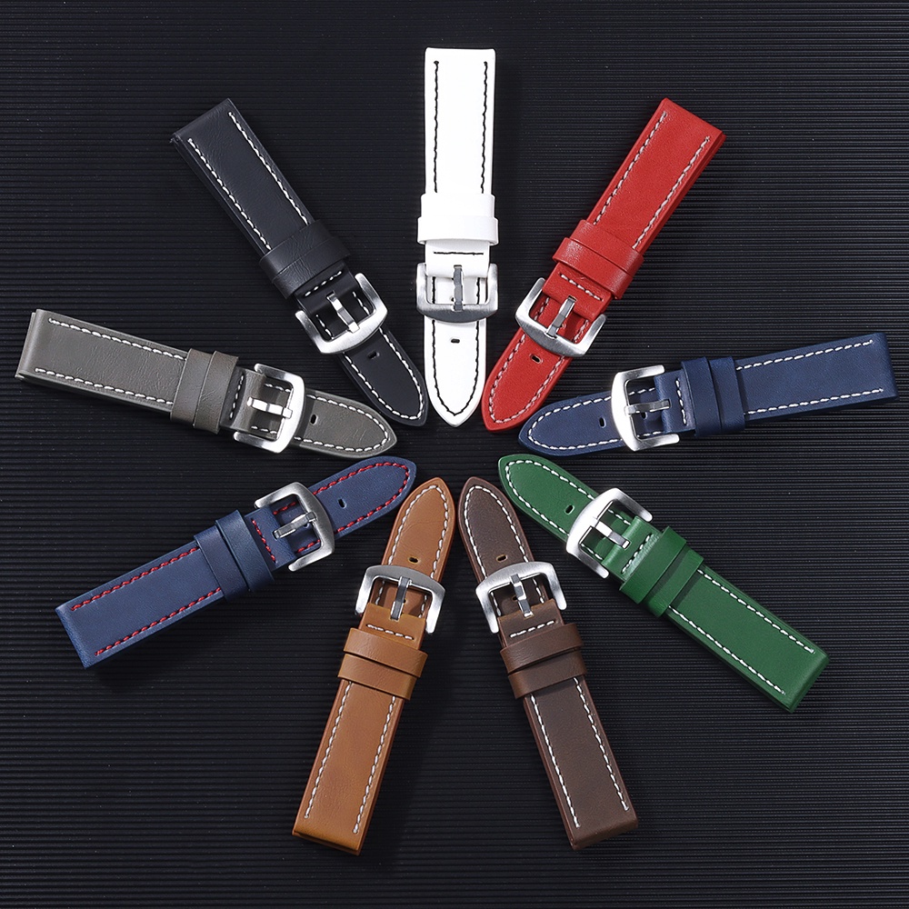 Dây đeo đồng hồ bằng da bò 18mm 20mm 22mm 24mm phong cách vintage