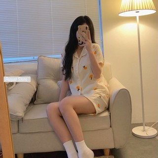 Bộ đồ ngủ nữ Pijama dài tay, cộc tay chất đũi xốp mềm mặc nhà họa tiết phong cách hàn quốc dễ mặc