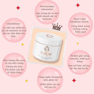 Kem dưỡng trắng da body Rmon nâng tone tức thì, trắng hồng rạng rỡ, không lộ vân kem 50ml