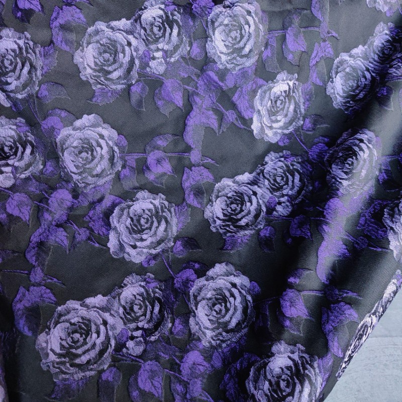Hoa Hồng Tím Nhuộm Sợi Nổi Vải Hoa Jacquard Vải DIY Thanh Lịch Đầm Nữ 50x150cm TJ8113