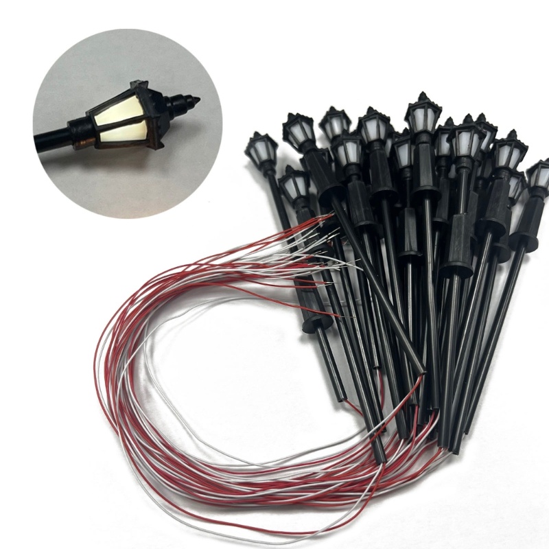 20pcs Model Street Lamp White Warm Light Model for Sand-table Exercise