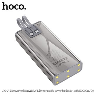 Pin Dự Phòng Hoco J104A 20000mAh QC3.0 22.5W, PD TypeC 20W, Kèm 2 cáp sạc (Xám)