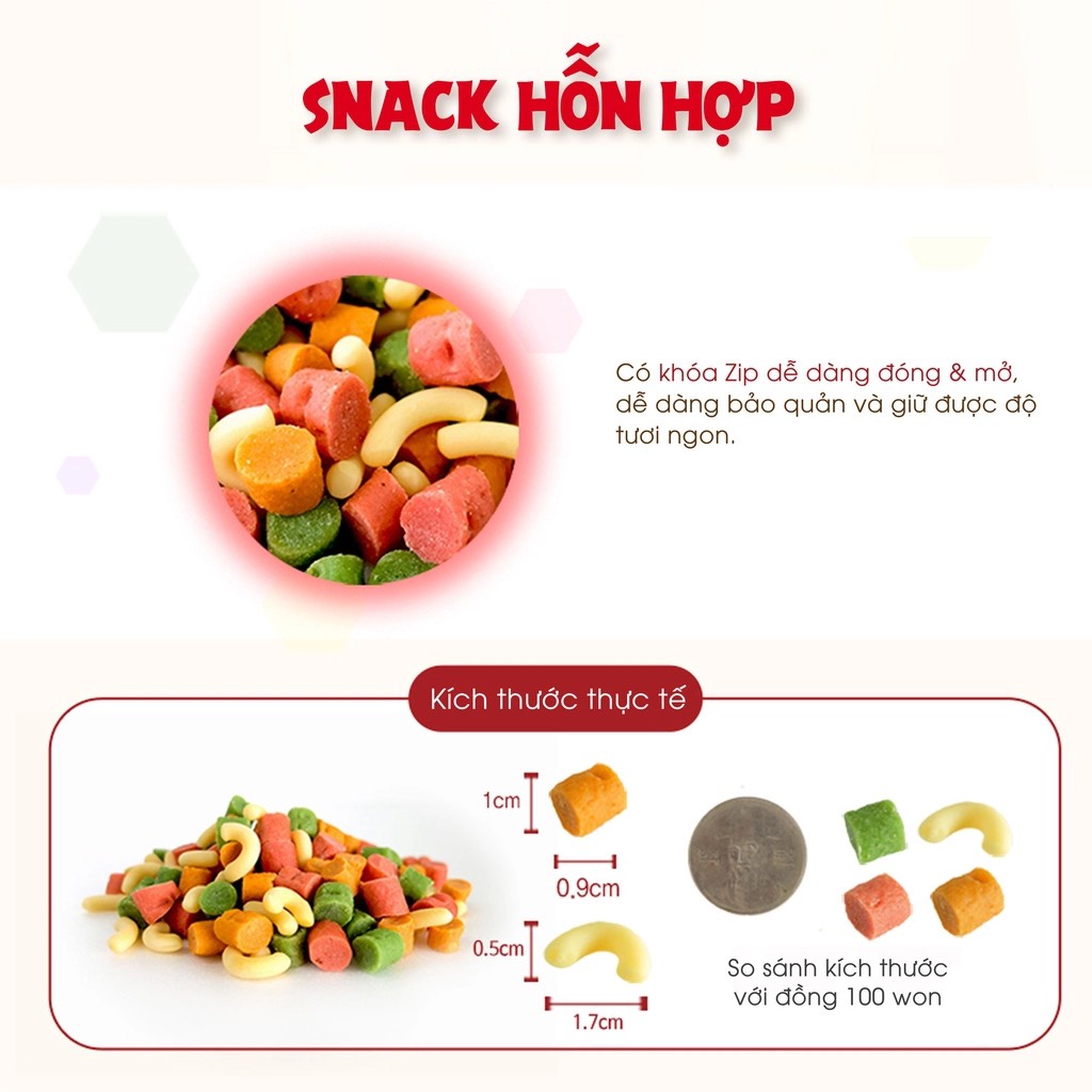 Bánh Thưởng Cho Chó Hỗn Hợp Phô mai, Cá hồi, Rau củ Bowwow Hàn Quốc