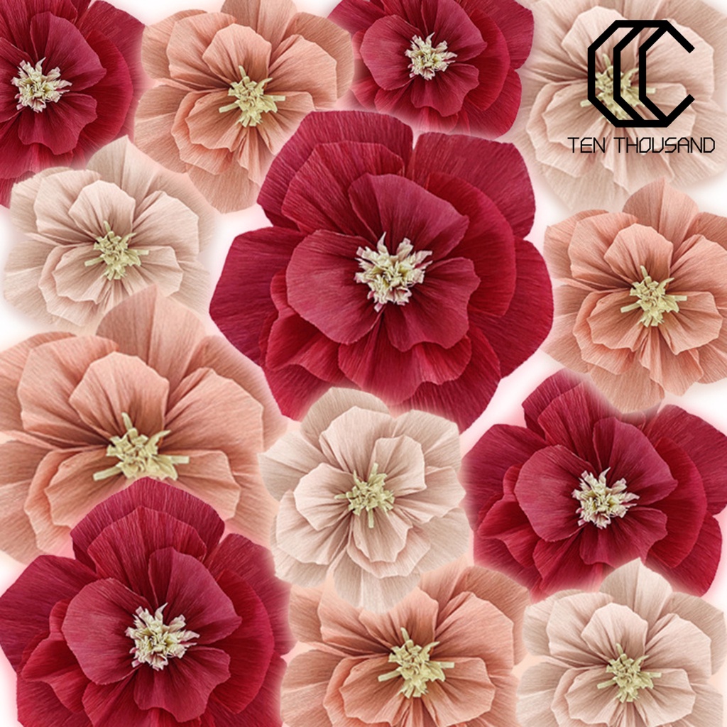[TT]☼Crepe Paper Flowers DIY Handmade Paper Flower Wall Art Decoration for Home Party Wedding
