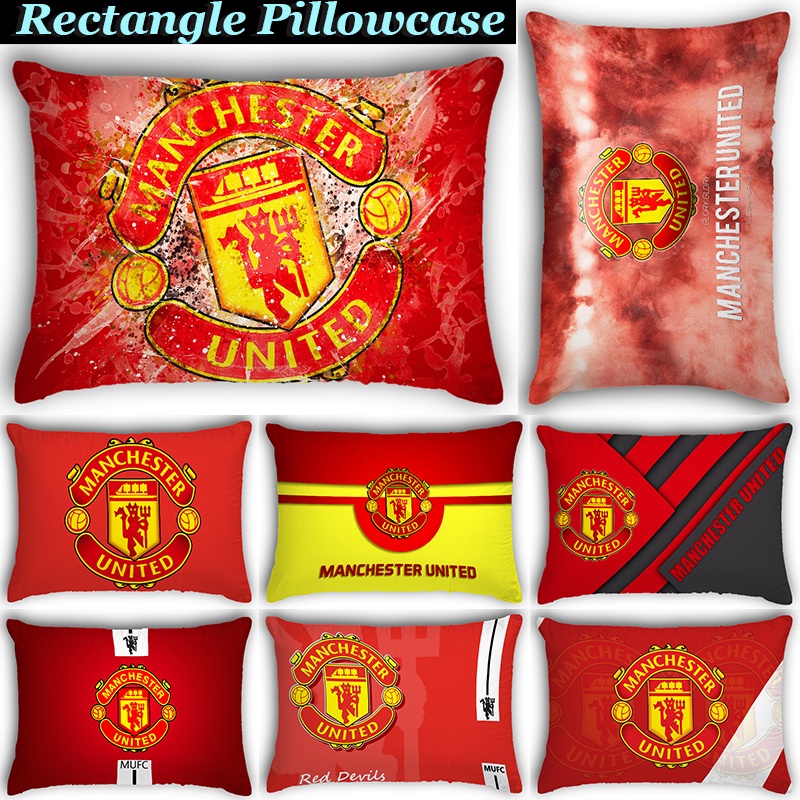 Vỏ Gối Chữ Nhật In Logo Câu Lạc Bộ Bóng Đá Manchester United Một Mặt Bằng Polyeste (Không Kèm Lõi)