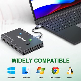 USB Type-C KVM Switch 4K@60Hz,USB C Switch for 2 Computers Share 1 Monitor and 4 USB Devices PD 100W Power