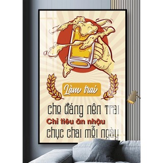 Tranh Treo Tường Quán Bia - Tranh Laminate Tráng Gương