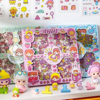 Set 100 Nhãn Dán PET Chống Nước Họa Tiết Hoạt Hình Dễ Thương Trang Trí Hộp Quà