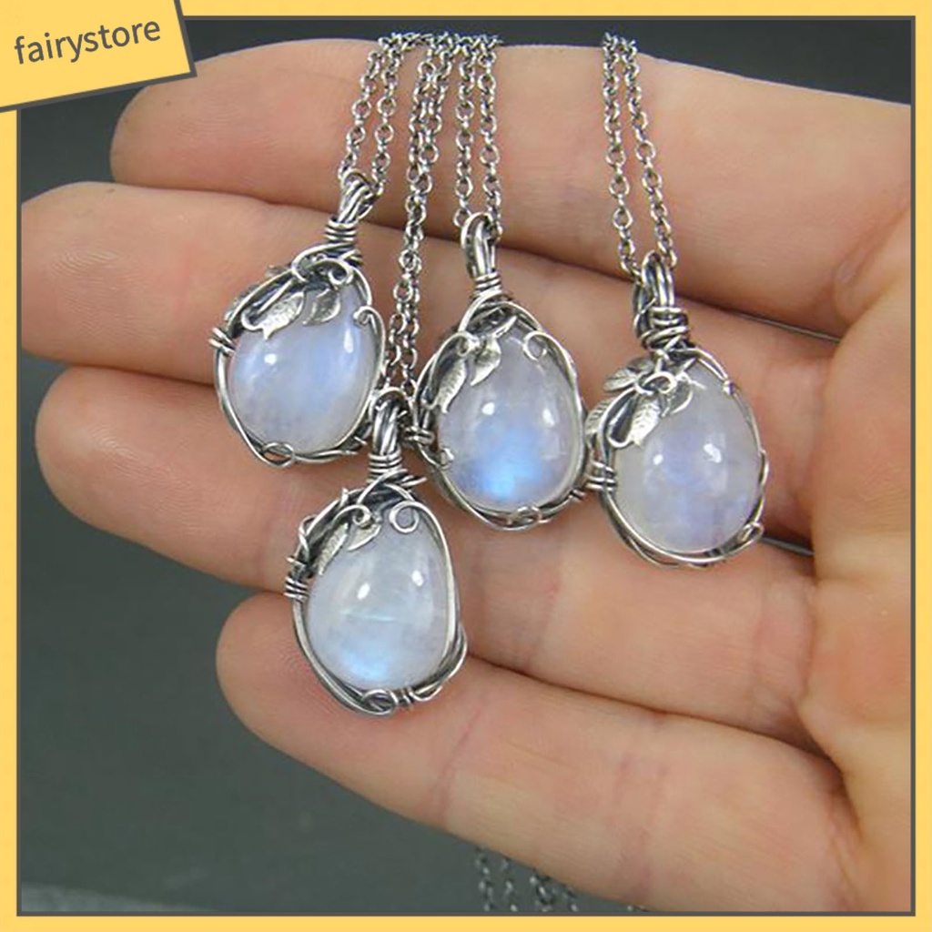 Vòng cổ Mặt Đá Mặt Trăng Màu Sắc Vintage Chất Lượng Cao [Fairy1] Cho Nữ