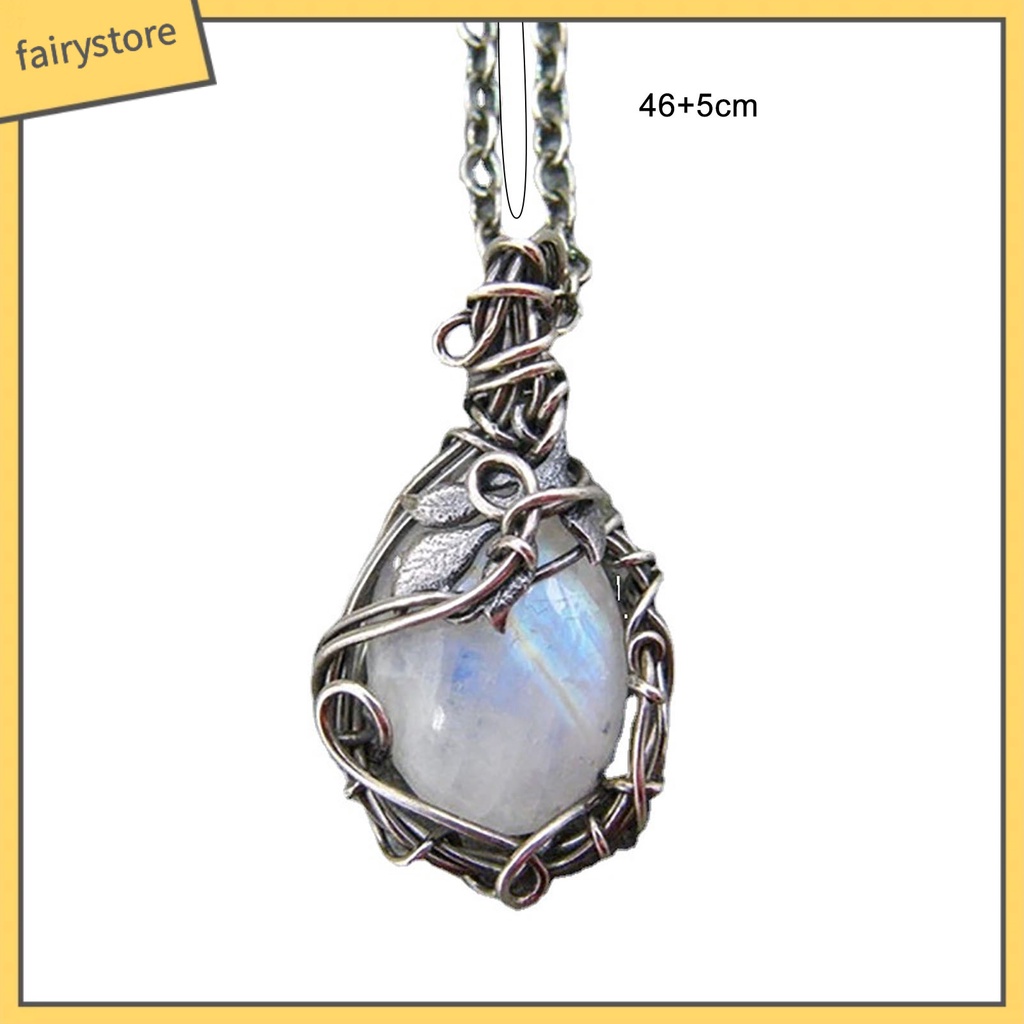 Vòng cổ Mặt Đá Mặt Trăng Màu Sắc Vintage Chất Lượng Cao [Fairy1] Cho Nữ