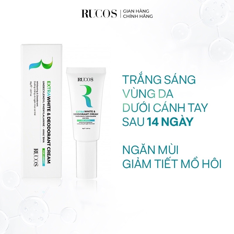 Kem Giảm Thâm Extra White & Rucos Kem Trắng Nách Dưỡng Sáng Da Giảm Thâm Vùng Nách khử mùi Hôi 35g