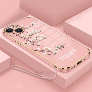 Ốp Điện Thoại gel silica Mềm Mạ Điện Họa Tiết Hoa Lan Trắng Bảo Vệ Toàn Diện Cho iPhone 13 13 pro 13 pro max