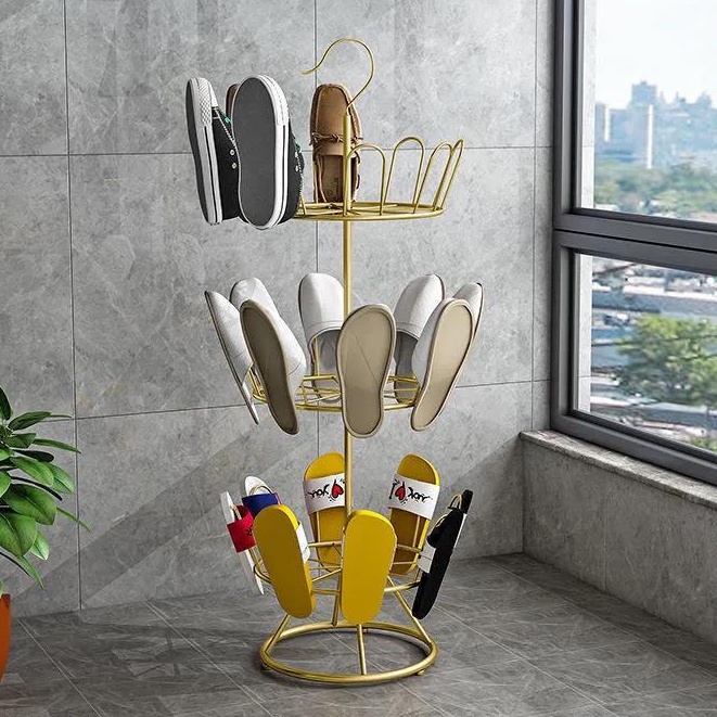 Kệ phơi giầy dép 3 tầng xoay 360 độ  - Có móc treo, Khô nhanh, Tiết kiệm không gian - Không ưng hoàn tiền;