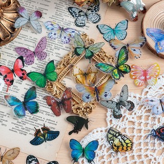 Bộ 40 Miếng Dán Chống Thấm Nước Hình Bướm Kiểu Vintage Dùng Trang Trí Sổ Tay