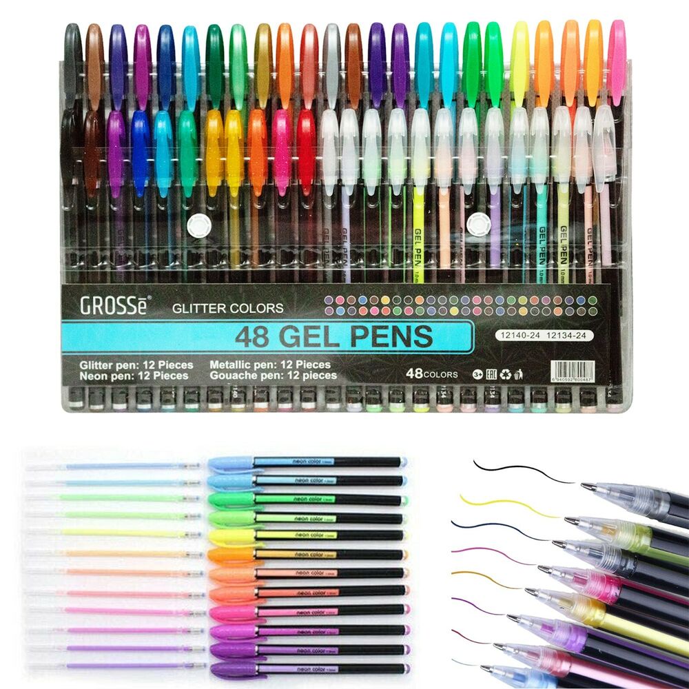 Set 48 Bút Gel Kim Tuyến Nhiều Màu Sắc Dùng Vẽ Tranh Nghệ Thuật