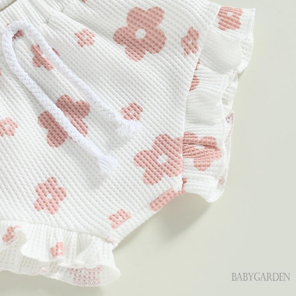 Bộ Áo Liền Quần Hai Dây + Quần Short + Băng Đô In Hoa Xinh Xắn Cho Bé Gái Từ 0-18 Tháng Tuổi