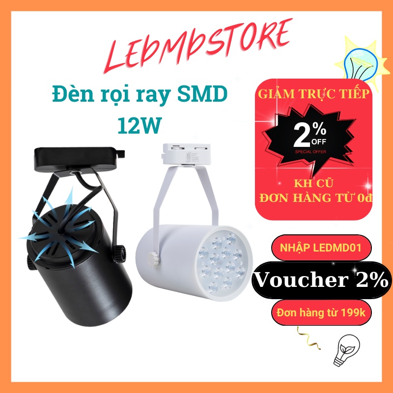 Đèn led rọi ray 12W vỏ trắng, đen siêu sáng, chiếu rọi cửa hàng quần áo ...