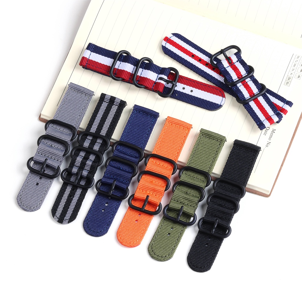 Dây Đeo Đồng Hồ Bằng Nylon Tháo Lắp Nhanh Họa Tiết Kẻ Sọc 18mm 20mm 22mm 24mm Cho Nam Và Nữ