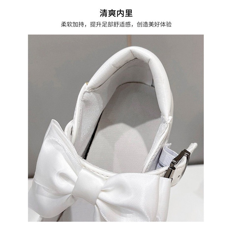 Giày Da Đế Xuồng Cao 12cm Đính Nơ Nhỏ Xinh Hợp Thời Trang Mùa Thu Cho Bạn Gái