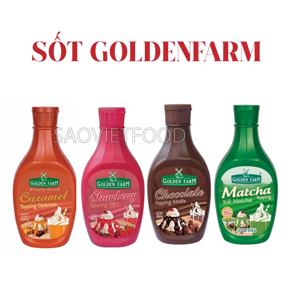 Sốt Golden Farm các vị Chocolate, Caramel, Dâu, Matcha chai 630gr ...