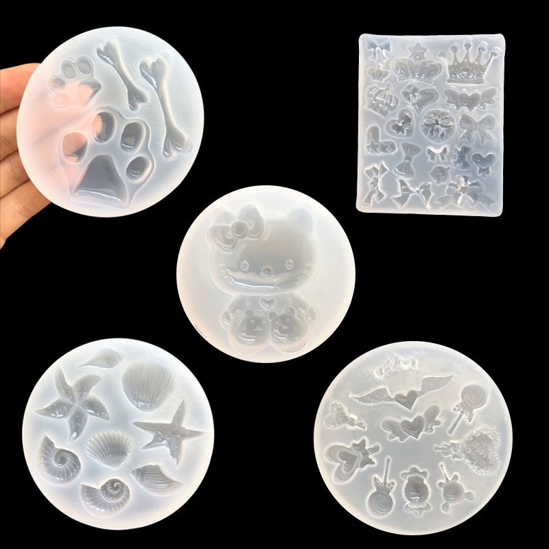 Khuôn Silicon Làm Mặt Dây Chuyền Hình Vương Miện / Chân Chó / Mèo Trang Trí Bánh Kem DIY