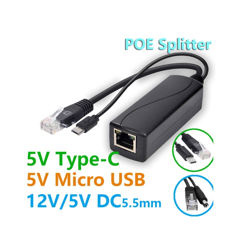 Pealike 48V sang 5V POE Splitter cho máy ảnh USB Type C 5 5x2 1 3 5x1 35