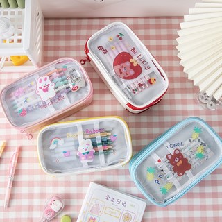 Túi Đựng Bút Trong Suốt Chống Nước Sức Chứa Lớn Dễ Thương Cho Học Sinh