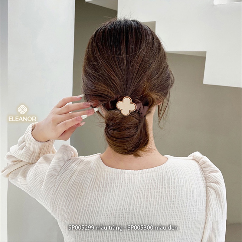 Dây buộc tóc Eleanor Accessories hình cỏ 4 lá may mắn phụ kiện tóc dây cột tóc 5299