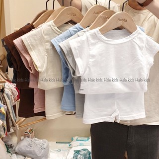 Bộ cộc tay cotton trơn nhiều màu cho bé trai và bé gái