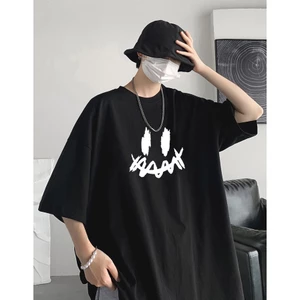 Áo thun nam nữ tay lỡ form rộng mặt chú hè cá tính vải dày mịn