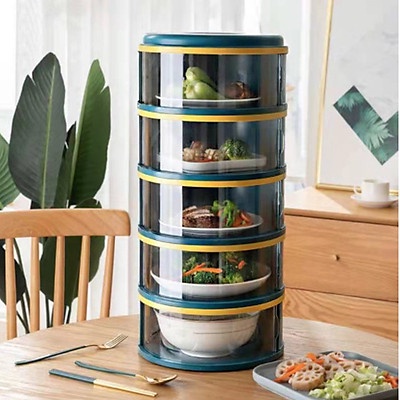 LỒNG BÀN 5 TẦNG GIỮ NHIỆT CHỐNG BỤI, NẮP XOAY MÀU XANH ĐẶC BIỆT