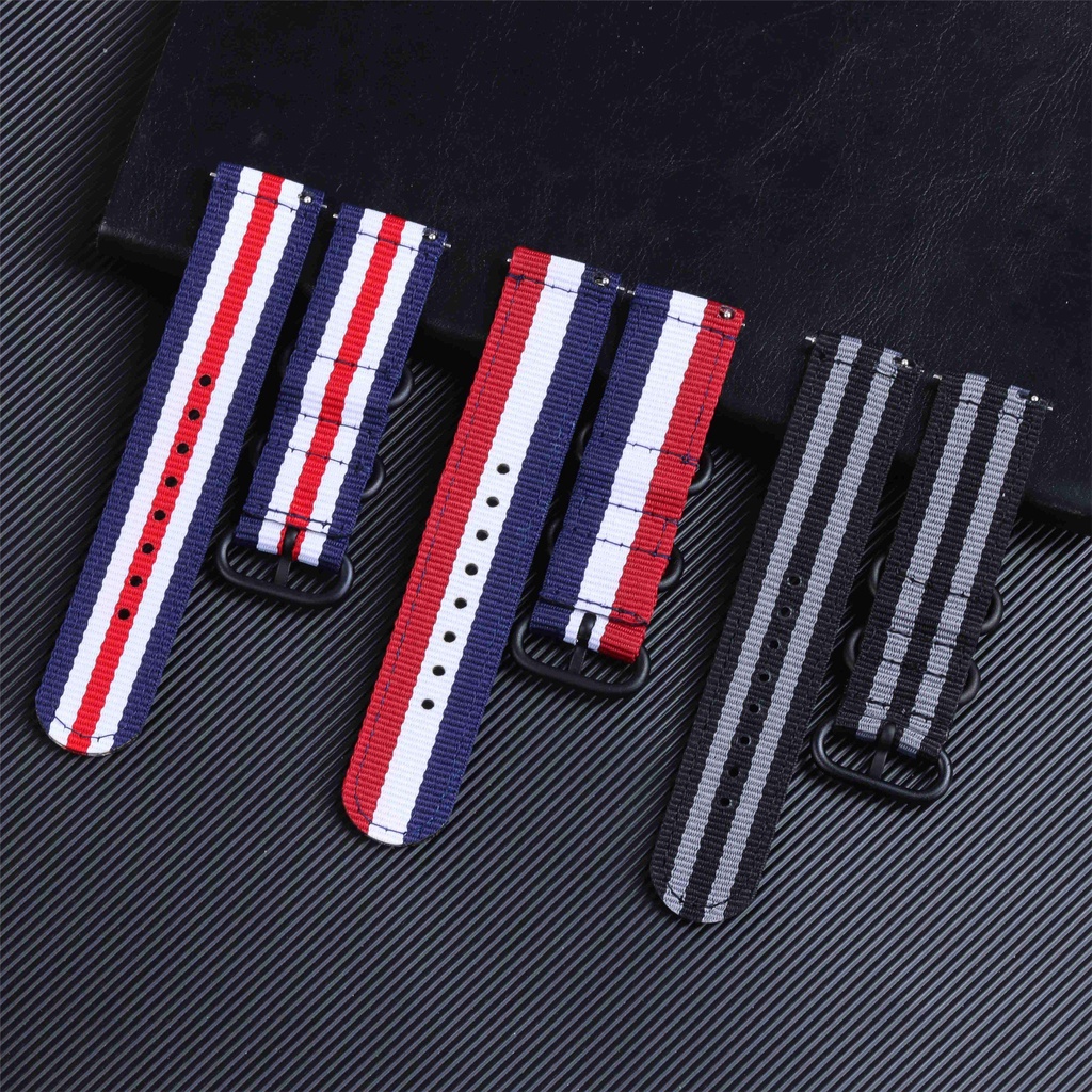 Dây Đeo Đồng Hồ Bằng Nylon Tháo Lắp Nhanh Họa Tiết Kẻ Sọc 18mm 20mm 22mm 24mm Cho Nam Và Nữ