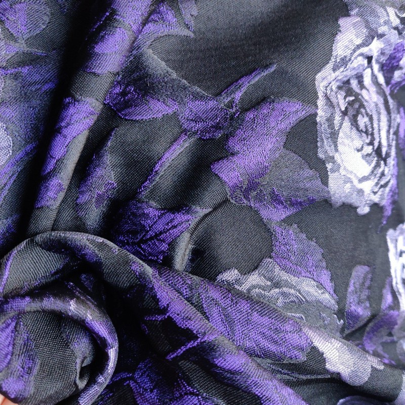 Hoa Hồng Tím Nhuộm Sợi Nổi Vải Hoa Jacquard Vải DIY Thanh Lịch Đầm Nữ 50x150cm TJ8113
