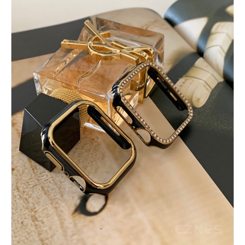 Phụ kiện kim loại da thật màu vàng đen dành cho nữ dành cho Apple Watch S11 SE3 Ultra3 S10 S9 S8 SE S7 S6 Ultra 49mm 46mm 42mm 40mm 44mm 41mm 45mm Iwatch Band