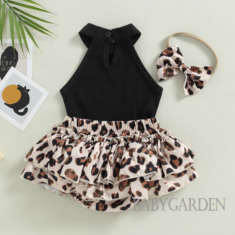 Set Áo Hai Dây + Quần Short + Băng Đô Cài Tóc Xinh Xắn Cho Bé Gái 0-24 Tháng Tuổi