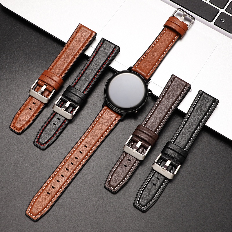 Dây Đeo Thay Thế Bằng Da Thật 18mm 20mm 22mm Cho Đồng Hồ Thông Minh Amazfit / Samsung