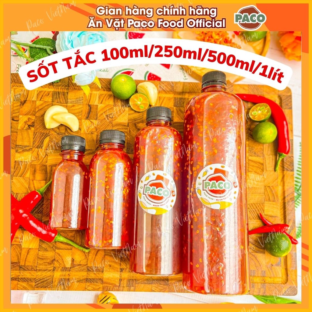 lẻ chai sốt tắc ăn kèm bánh tráng PACO FOOD chuẩn vị organic nhà nấu ngon chất lượng 100ml/250ml/500ml/1000ml