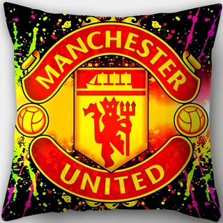 Vỏ gối Manchester United F.C. Logo, vỏ gối vuông polyester cho sofa/ô tô/phòng ngủ (không kèm ruột gối)
