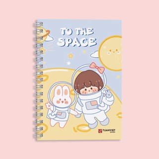 Sổ tay kẻ ngang lò xo B5 TUANVIET BOOKS 200 trang, chủ đề To The Space, phù hợp ghi chép, nhật ký