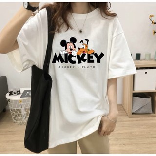 Áo thun phông nữ nam form rộng KONOVA chất liệu cotton thoáng mát in hình mikey pluto