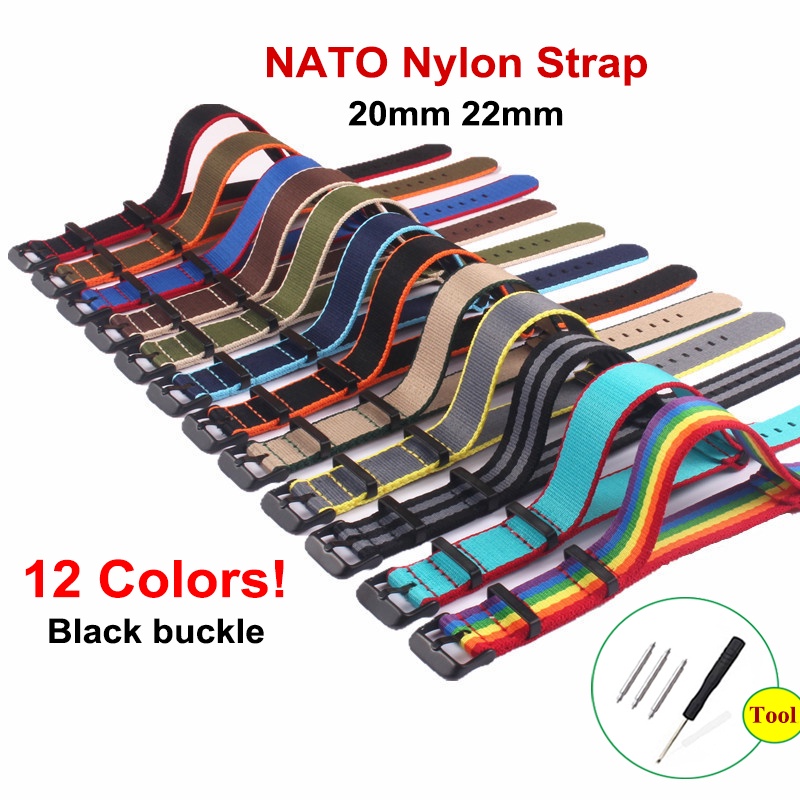 Dây Đeo Đồng Hồ Bằng Nylon Chất Lượng Cao 20mm 22mm One Piece Cho Nam Nữ