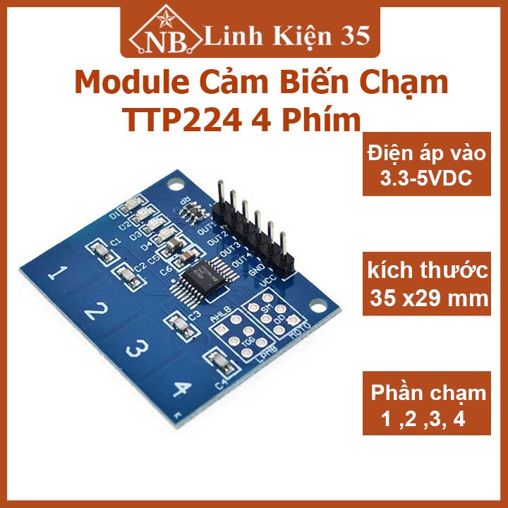 Module cảm biến chạm TTP224 4 phím nhỏ gọn và dễ dàng sử dụng | Shopee ...