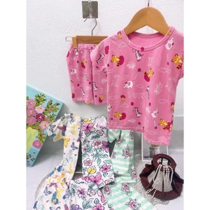 combo 4 bộ cộc tay bé gái đủ hình cực xinh, bộ cotton cộc tay bé gái 9-20kg