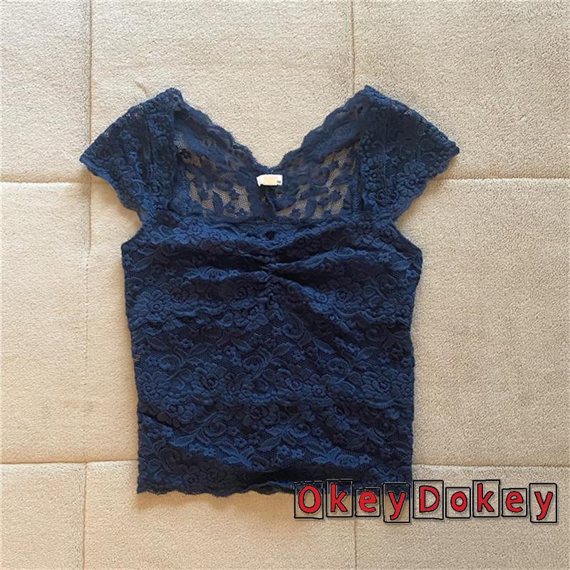 Áo Tank Top Mini Phối Ren Xuyên Thấu Phong Cách Vintage Thanh Lịch Cho Nữ