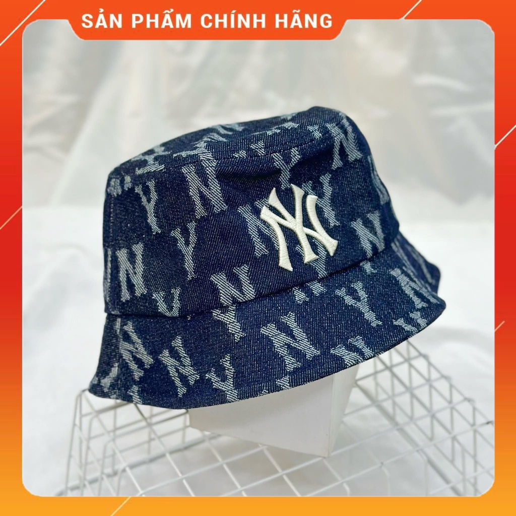 Mũ Bucket MLB Monogram Jacquard NY - Denim