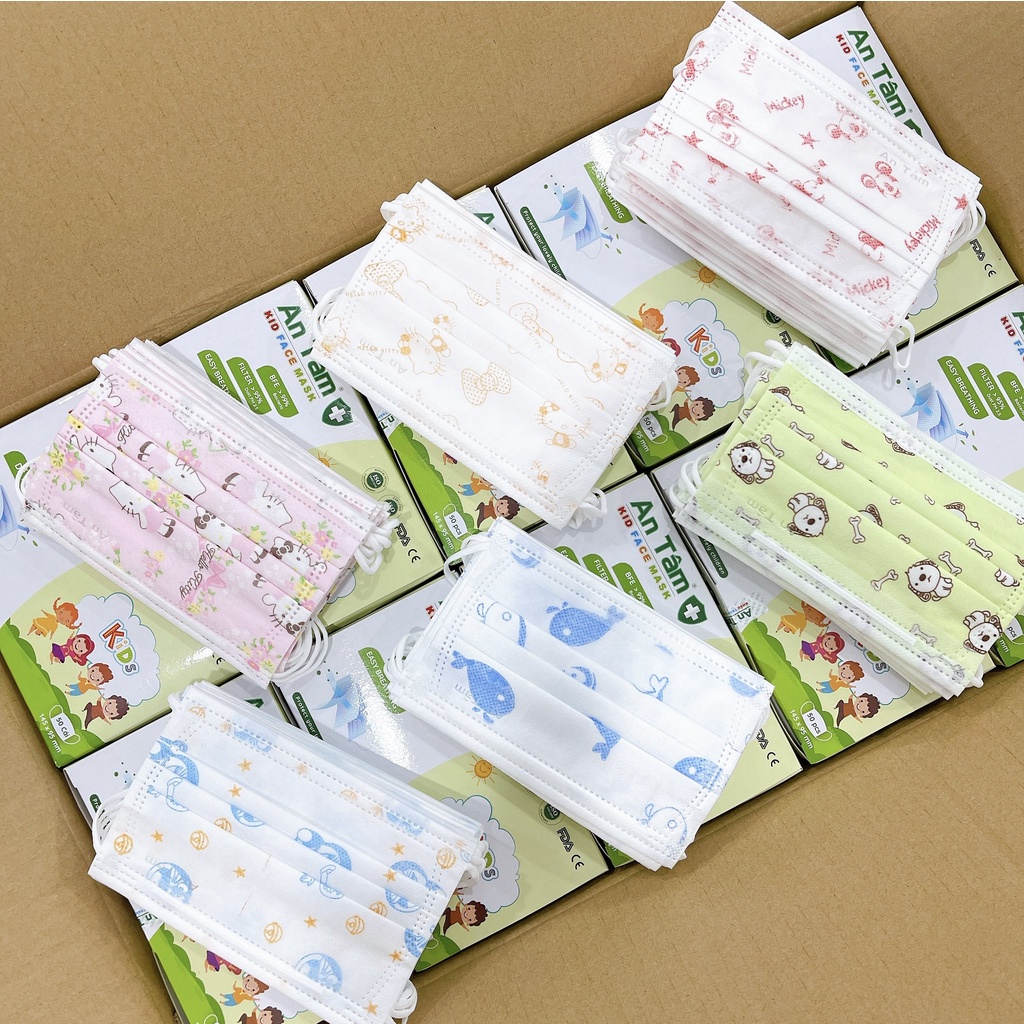 Hộp 50 Cái Khẩu TRang Y Tế Bé, Phù Hợp Từ 2-10 Tuổi