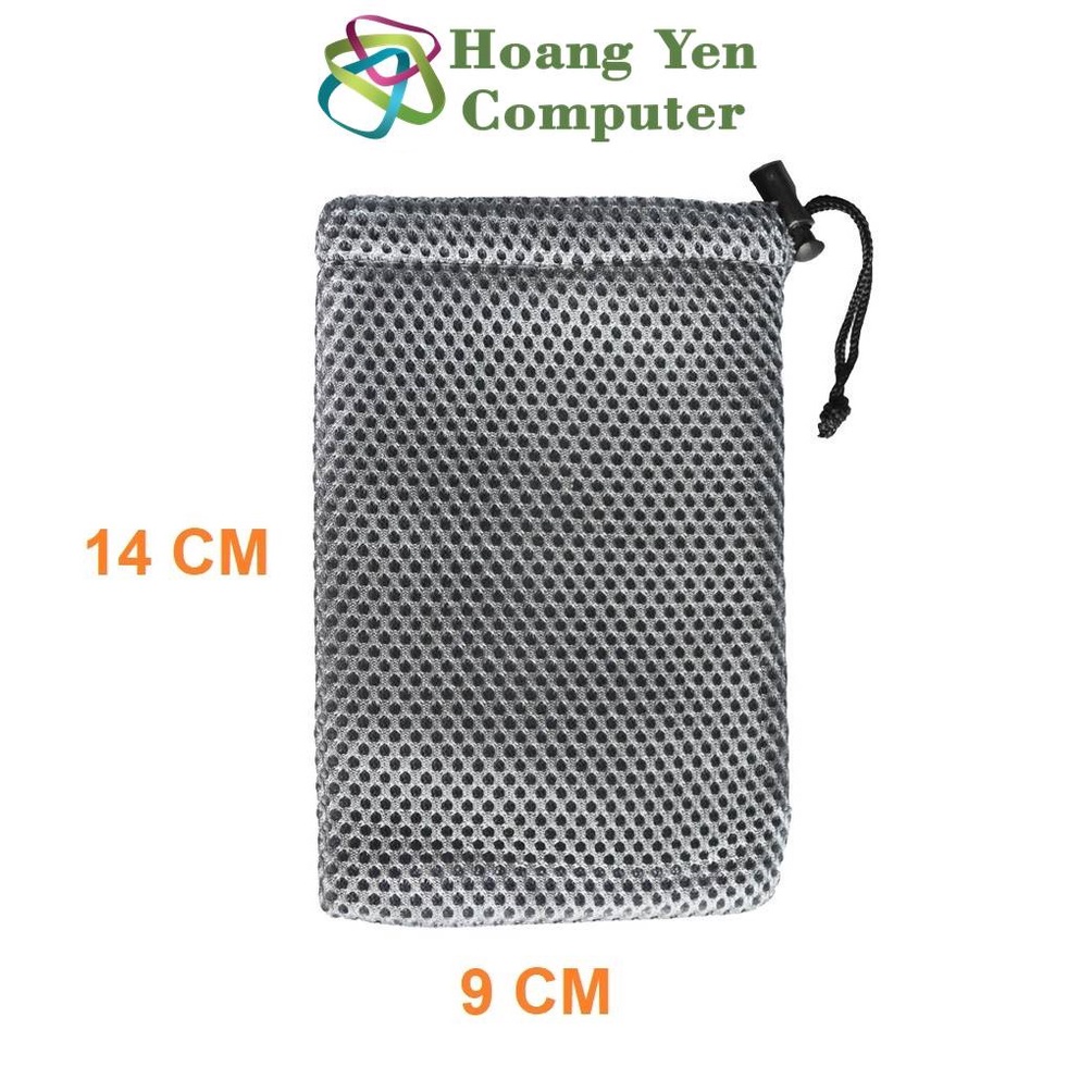 [XÁM] Túi Đựng Pin Dự Phòng 10000mAh, Tai Nghe, Cáp Sạc - Kích Thước 9cm x 14cm - Hoàng Yến Computer
